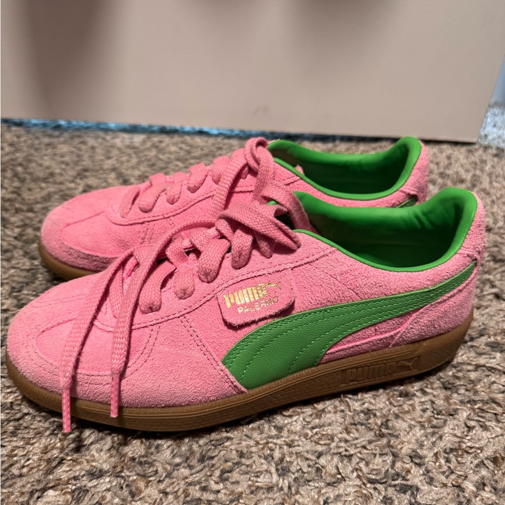 Puma Vibrant Pink and Green Sneakers